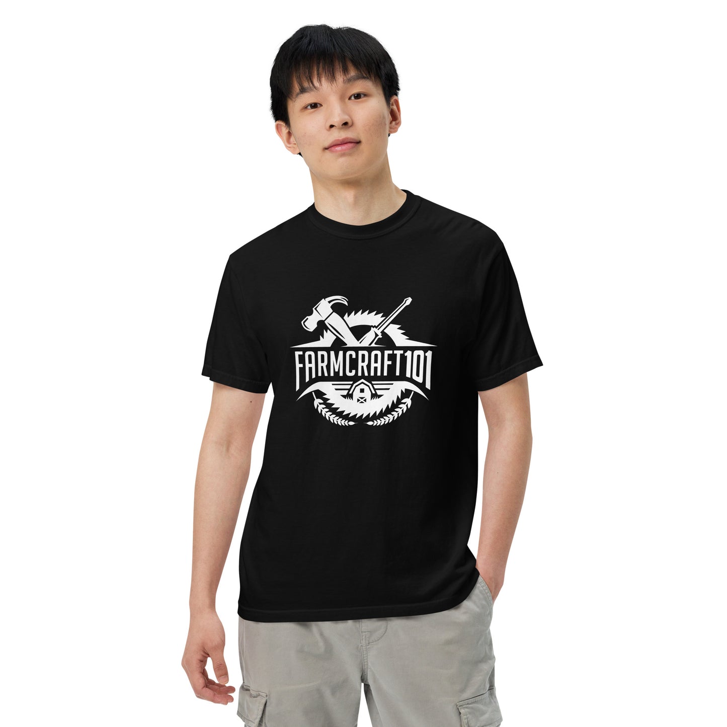 FarmCraft101 white logo garment-dyed heavyweight t-shirt