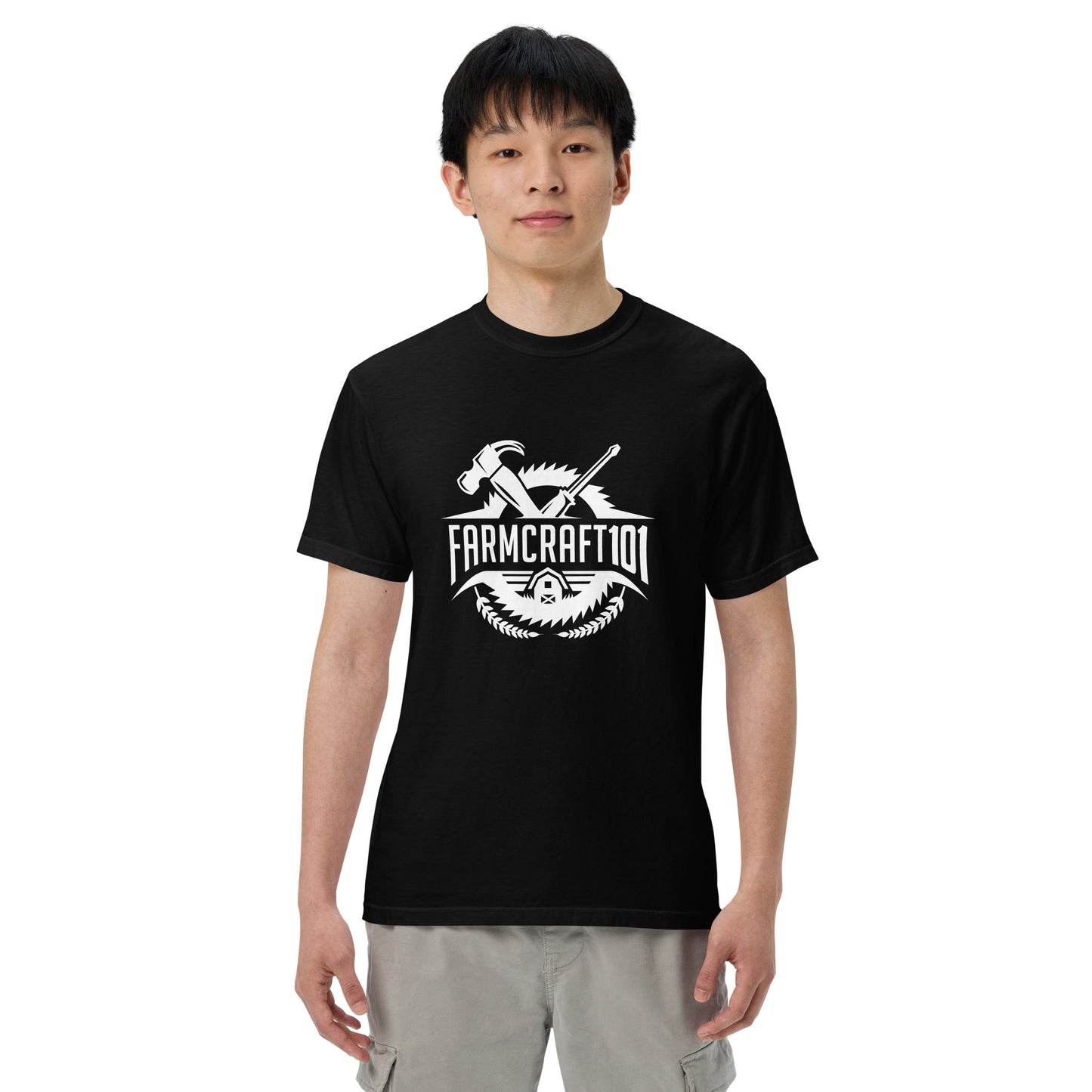 FarmCraft101 white logo garment-dyed heavyweight t-shirt